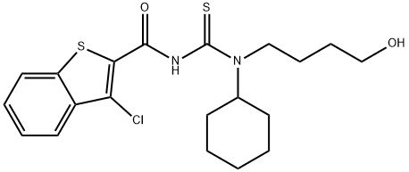 3-chloro-N-{[cyclohexyl(4-hydroxybutyl)amino]carbonothioyl}-1-benzothiophene-2-carboxamide Struktur
