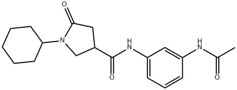 N-[3-(acetylamino)phenyl]-1-cyclohexyl-5-oxopyrrolidine-3-carboxamide Struktur