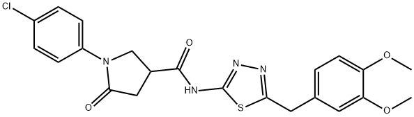 1-(4-chlorophenyl)-N-[5-(3,4-dimethoxybenzyl)-1,3,4-thiadiazol-2-yl]-5-oxopyrrolidine-3-carboxamide Struktur
