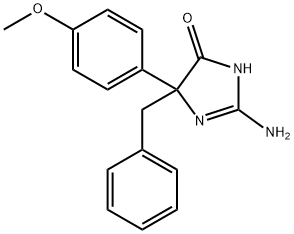 2-amino-5-benzyl-5-(4-methoxyphenyl)-4,5-dihydro-1H-imidazol-4-one Struktur