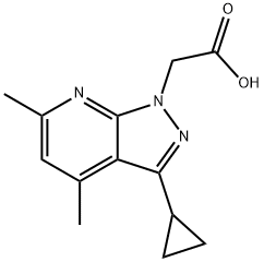 (3-Cyclopropyl-4,6-dimethyl-1H-pyrazolo[3,4-b]pyridin-1-yl)acetic acid Struktur