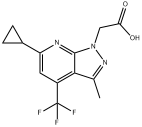 2-[6-Cyclopropyl-3-methyl-4-(trifluoromethyl)pyrazolo[3,4-b]pyridin-1-yl]acetic acid Struktur