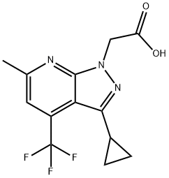 2-[3-Cyclopropyl-6-methyl-4-(trifluoromethyl)pyrazolo[3,4-b]pyridin-1-yl]acetic acid Struktur