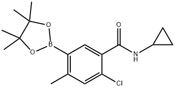 2-chloro-N-cyclopropyl-4-methyl-5-(4,4,5,5-tetramethyl-1,3,2-dioxaborolan-2-yl)benzamide Struktur