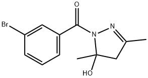 (3-BROMO-PHENYL)-(5-HYDROXY-3,5-DIMETHYL-4,5-DIHYDRO-PYRAZOL-1-YL)-METHANONE Struktur