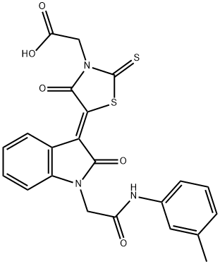 (Z)-2-(4-oxo-5-(2-oxo-1-(2-oxo-2-(m-tolylamino)ethyl)indolin-3-ylidene)-2-thioxothiazolidin-3-yl)acetic acid Struktur