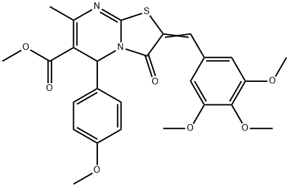 (E)-methyl 5-(4-methoxyphenyl)-7-methyl-3-oxo-2-(3,4,5-trimethoxybenzylidene)-3,5-dihydro-2H-thiazolo[3,2-a]pyrimidine-6-carboxylate Struktur