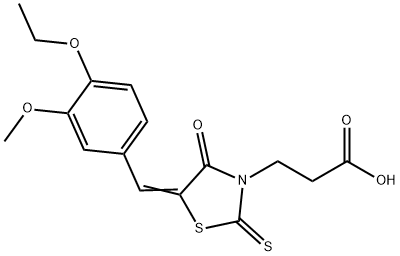 3-[(5E)-5-(4-ethoxy-3-methoxybenzylidene)-4-oxo-2-thioxo-1,3-thiazolidin-3-yl]propanoic acid Struktur