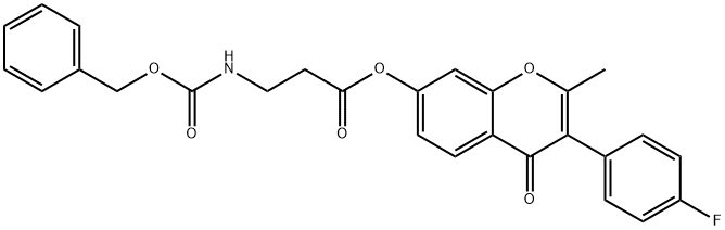 3-(4-fluorophenyl)-2-methyl-4-oxo-4H-chromen-7-yl 3-(((benzyloxy)carbonyl)amino)propanoate Struktur