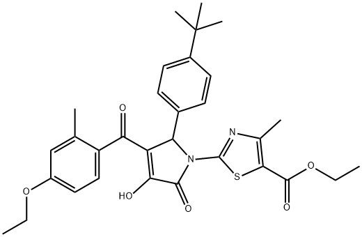 ethyl 2-(2-(4-(tert-butyl)phenyl)-3-(4-ethoxy-2-methylbenzoyl)-4-hydroxy-5-oxo-2,5-dihydro-1H-pyrrol-1-yl)-4-methylthiazole-5-carboxylate Structure