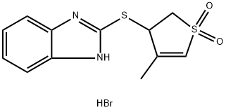 3-((1H-benzo[d]imidazol-2-yl)thio)-4-methyl-2,3-dihydrothiophene 1,1-dioxide hydrobromide Struktur