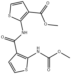 methyl 2-(2-((methoxycarbonyl)amino)thiophene-3-carboxamido)thiophene-3-carboxylate Struktur