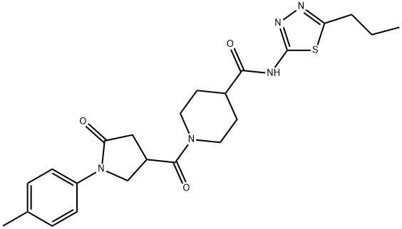 1-{[1-(4-methylphenyl)-5-oxopyrrolidin-3-yl]carbonyl}-N-(5-propyl-1,3,4-thiadiazol-2-yl)piperidine-4-carboxamide Struktur