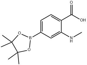 2-(methylamino)-4-(4,4,5,5-tetramethyl-1,3,2-dioxaborolan-2-yl)benzoic acid Struktur