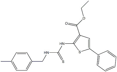 ethyl 2-(3-(4-methylbenzyl)thioureido)-5-phenylthiophene-3-carboxylate Struktur