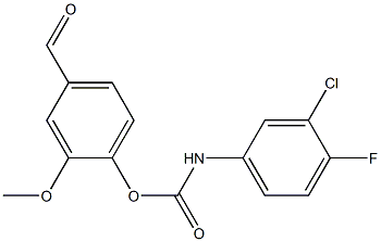 4-FORMYL-2-METHOXYPHENYL N-(3-CHLORO-4-FLUOROPHENYL)CARBAMATE Struktur