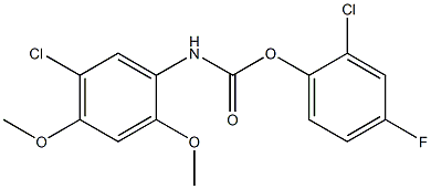 2-CHLORO-4-FLUOROPHENYL N-(5-CHLORO-2,4-DIMETHOXYPHENYL)CARBAMATE Struktur