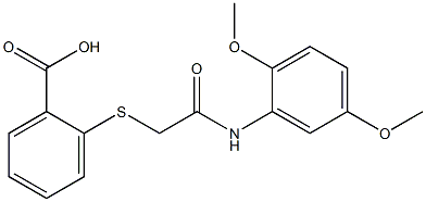2-((2-((2,5-dimethoxyphenyl)amino)-2-oxoethyl)thio)benzoic acid Struktur