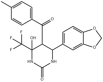 6-(1,3-benzodioxol-5-yl)-4-hydroxy-5-(4-methylbenzoyl)-4-(trifluoromethyl)tetrahydro-2(1H)-pyrimidinone Struktur