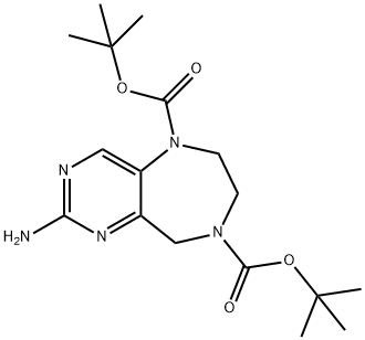 2-Amino-6,7-Dihydro-9H-Pyrimido[5,4-E][1,4]Diazepine-5,8-Dicarboxylic Acid Di-Tert-Butyl Ester Struktur