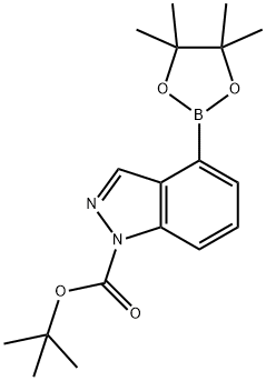 tert-butyl 4-(tetramethyl-1,3,2-dioxaborolan-2-yl)indazole-1-carboxylate Structure