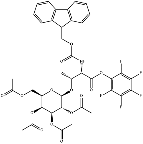 N-[(9H-Fluoren-9-ylmethoxy)carbonyl]-O-(2,3,4,6-tetra-O-acetyl-beta-D-galactopyranosyl)-L-threonine pentafluorophenyl ester Struktur