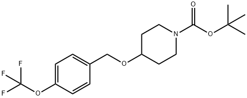 4-[(4-trifluoromethoxy)phenyl]methoxypiperidine-1-formic acid tert-butyl ester Struktur