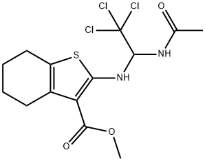 methyl 2-((1-acetamido-2,2,2-trichloroethyl)amino)-4,5,6,7-tetrahydrobenzo[b]thiophene-3-carboxylate Struktur