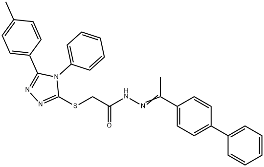 N'-[(1E)-1-(biphenyl-4-yl)ethylidene]-2-{[5-(4-methylphenyl)-4-phenyl-4H-1,2,4-triazol-3-yl]sulfanyl}acetohydrazide Struktur
