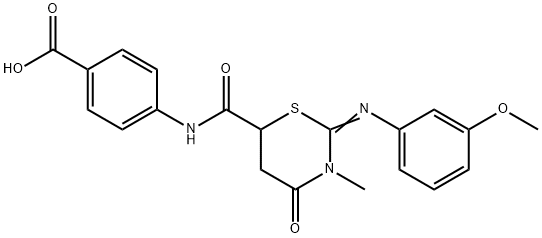 4-[({(2Z)-2-[(3-methoxyphenyl)imino]-3-methyl-4-oxo-1,3-thiazinan-6-yl}carbonyl)amino]benzoic acid Struktur