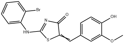 2-[(2-bromophenyl)imino]-5-(4-hydroxy-3-methoxybenzylidene)-1,3-thiazolidin-4-one Struktur