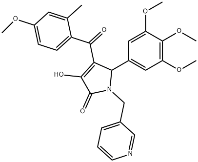 3-hydroxy-4-(4-methoxy-2-methylbenzoyl)-1-(pyridin-3-ylmethyl)-5-(3,4,5-trimethoxyphenyl)-1H-pyrrol-2(5H)-one Struktur