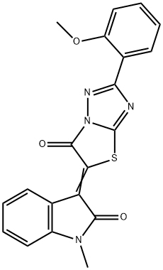(3Z)-3-[2-(2-methoxyphenyl)-6-oxo[1,3]thiazolo[3,2-b][1,2,4]triazol-5(6H)-ylidene]-1-methyl-1,3-dihydro-2H-indol-2-one Struktur