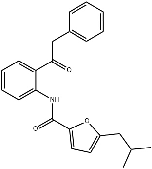 5-(2-methylpropyl)-N-[2-(phenylacetyl)phenyl]furan-2-carboxamide Struktur