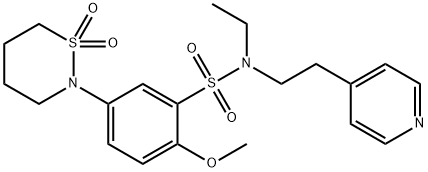 5-(1,1-dioxido-1,2-thiazinan-2-yl)-N-ethyl-2-methoxy-N-[2-(pyridin-4-yl)ethyl]benzenesulfonamide Struktur