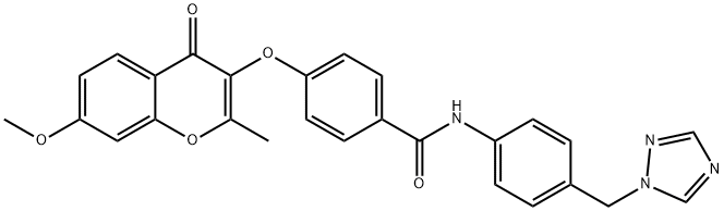 4-[(7-methoxy-2-methyl-4-oxo-4H-chromen-3-yl)oxy]-N-[4-(1H-1,2,4-triazol-1-ylmethyl)phenyl]benzamide Struktur