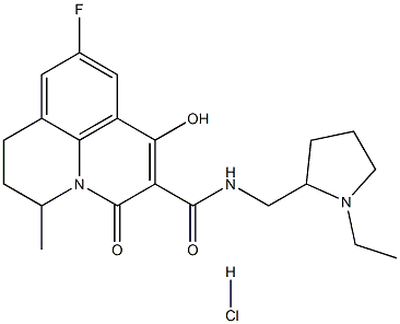 N-((1-ethylpyrrolidin-2-yl)methyl)-9-fluoro-1-hydroxy-5-methyl-3-oxo-3,5,6,7-tetrahydropyrido[3,2,1-ij]quinoline-2-carboxamide hydrochloride Struktur