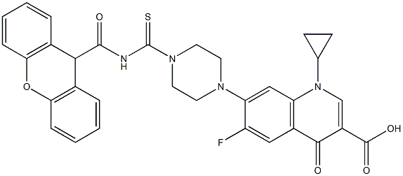 7-(4-((9H-xanthene-9-carbonyl)carbamothioyl)piperazin-1-yl)-1-cyclopropyl-6-fluoro-4-oxo-1,4-dihydroquinoline-3-carboxylic acid Struktur