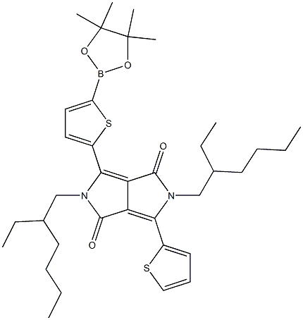 2,5-Bis(2-ethylhexyl)-3-(5-(4,4,5,5-tetramethyl-1,3,2-dioxaborolan-2-yl)thiophen-2-yl)-6-(thiophen-2-yl)pyrrolo[3,4-c]pyrrole-1,4(2H,5H)-dione Struktur