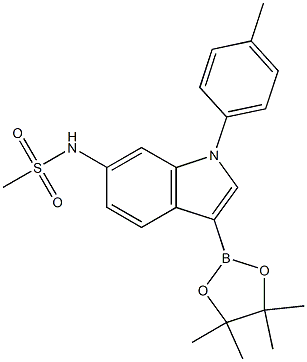 N-(3-(4,4,5,5-tetramethyl-1,3,2-dioxaborolan-2-yl)-1-p-tolyl-1H-indol-6-yl)methanesulfonamide Struktur