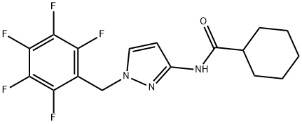 N-[1-(pentafluorobenzyl)-1H-pyrazol-3-yl]cyclohexanecarboxamide Struktur