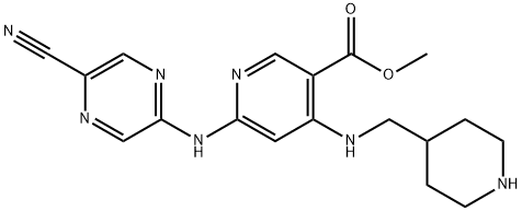 Methyl 6-((5-cyanopyrazin-2-yl)amino)-4-((piperidin-4-ylmethyl)amino)nicotinate Struktur