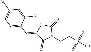 2-[5-(2,4-dichlorobenzylidene)-4-oxo-2-thioxo-1,3-thiazolidin-3-yl]ethanesulfonic acid Struktur