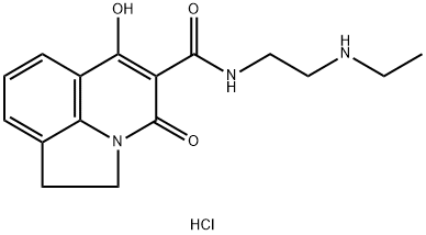 N-(2-(ethylamino)ethyl)-6-hydroxy-4-oxo-2,4-dihydro-1H-pyrrolo[3,2,1-ij]quinoline-5-carboxamide hydrochloride Struktur