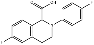 6-fluoro-2-(4-fluorophenyl)-1,2,3,4-tetrahydroisoquinoline-1-carboxylic acid Struktur
