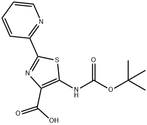 4-Thiazolecarboxylic acid, 5-[[(1,1-dimethylethoxy)carbonyl]amino]-2-(2-pyridinyl)- Struktur