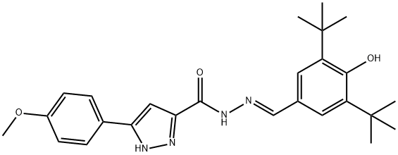(E)-N'-(3,5-di-tert-butyl-4-hydroxybenzylidene)-5-(4-methoxyphenyl)-1H-pyrazole-3-carbohydrazide Struktur