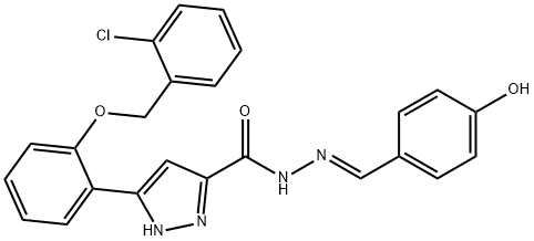 (E)-5-(2-((2-chlorobenzyl)oxy)phenyl)-N'-(4-hydroxybenzylidene)-1H-pyrazole-3-carbohydrazide Struktur
