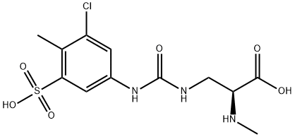(2S)-3-{[(3-chloro-4-methyl-5-sulfophenyl)carbamoyl]amino}-2-(methylamino)propanoic acid Struktur