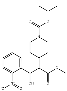 tert-butyl 4-(1-(methoxycarbonyl)-2-hydroxy-2-(2-nitrophenyl)ethyl)piperidine-1-carboxylate Struktur